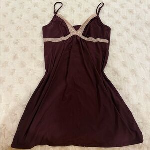 Victoria's Secret maroon Chemise with Cream Lace